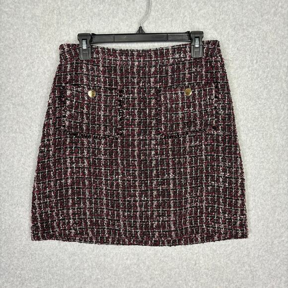 Loft Skirt‎ Womens Size 6 Mini Tweed Preppy Academia Glam Classic Royal Career - Picture 1 of 12